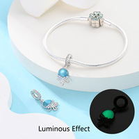 Vente en gros usine – Pendentif lumineux en argent 925, série Océan, tortue marine, pieuvre, breloques DIY, accessoires pour bracelet, bijoux pour femme, cadeau