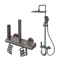 Système de douche à eau de pluie intelligent en aluminium pour salle de bain Ensemble de robinets de douche froide et chaude à 4 fonctions comprenant des modèles de jet doux