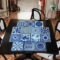 Autocollants muraux modernes chinois, motif fleur bleue, sous-verres carrés en céramique, porte-gobelets, tapis résistants à la chaleur, 2 pièces, personnalisables