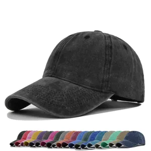 قبعة قطنية مغسولة حسب الطلب ، قبعات رياضية للجنسين ، ألوان صلبة عالية الجودة