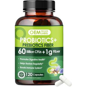 Suplemento de Fibra Prebiótica, Cápsulas de Prebióticos y Probióticos con 60 Mil Millones de Probióticos para la Salud Digestiva para Mujeres y Hombres - Product Image 1
