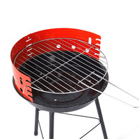 Grils de barbecue à charbon de bois portables légers rouges de 14 "pour les barbecues de pique-nique de camping en plein air avec pare-vent
