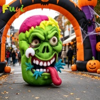 Tête de monstre gonflable géante et colorée, décoration accrocheuse pour festival de musique en plein air