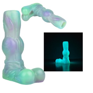 Open Head Wolf Penis Sleeve Enlarger Luminous Silicone <b>Dildo</b> Sleeve Male Penis Girth Extender with Cock Ring Reusable Sex Toys - Product Image 1