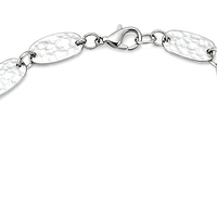Collar de Eslabones Ovalados Martillados Personalizados, Cadena de Metal en Tono Plateado, Joyería para Mayoristas