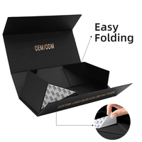 Boîte de cadeau magnétique rigide pliable de luxe recyclable boîte de panier de présentation magnétique grand noir classique pour l'emballage
