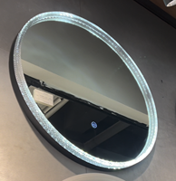 Miroir de salle de bain rond de luxe moderne, écran tactile LED intelligent HD, éclairage intégré pour la décoration de la maison et les mariages