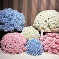 Karangan Bunga Mawar Buatan Kustom, Bola Hydrangea, Bola Bunga Gaya Korea untuk Pernikahan, Bola Bunga Babys Breath, Bola Bunga Daisies, Bola Bunga Katun Linen