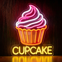 Lampe néon LED en acrylique pour cupcakes - Décoration murale personnalisable pour entreprises et magasins avec éclairage publicitaire