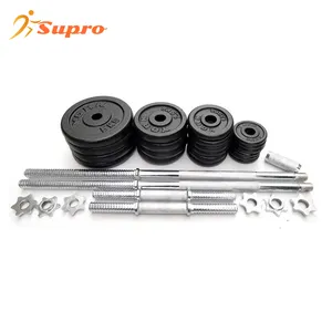 Supro Fitness Equipment Free Weights 25kg 50kg metal barbell Chrome dumbbell set with carry case