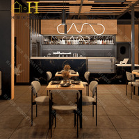 Conception d'intérieur de restaurant commercial, comptoir de présentation alimentaire en verre sur mesure, mobilier de restaurant pour la conception complète d'une salle à manger