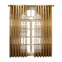 Rideau Voile Transparent Brodé Floral Européen de Luxe, Rideau de Fenêtre Doré Vintage pour Décoration de Villa, Salon et Chambre à Coucher