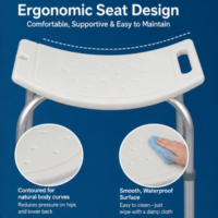 Chaise de douche en aluminium pour personnes âgées avec dossier - Équipement médical de haute qualité AndCare - Ventes chaudes