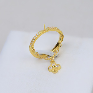 แหวนเงินแท้ S925 ชุบทอง 18K สำหรับผู้หญิง แบบเปิด สามารถใส่ไข่มุก DIY ได้ พร้อมสายสร้อยลายใบโคลเวอร์นำโชค และถาดเปล่าสำหรับใส่เครื่องประดับ 7-8 ชิ้น รุ่น 238 - Product Image 3