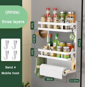 <span class=keywords><strong>Étagère</strong></span> de rangement pour épices magnétique de haute qualité pour réfrigérateur avec crochets - Product Image 6
