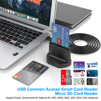 Lector de tarjetas SIM de contacto de crédito de cajero automático USB Rocketek, lector de tarjetas inteligentes CAC, escritor