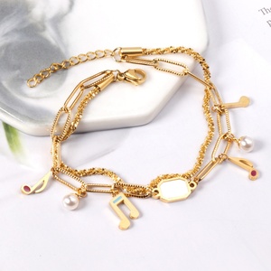 Bijoux de mode pour femmes, bracelet en acier inoxydable, charme plaqué or 18 carats, bracelets à chaîne pour femmes, bracelet géométrique - Product Image 1
