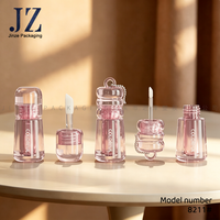 Tube de brillant à lèvres transparent 3 ml Jinze avec logo personnalisé, grand applicateur carré, emballage cosmétique vide