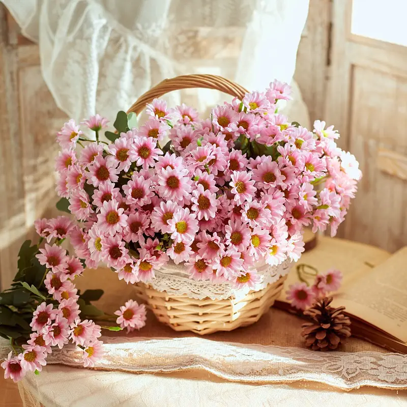 Flores baratos para decoração de casamento, venda quente de flores artificiais simulação margaridas