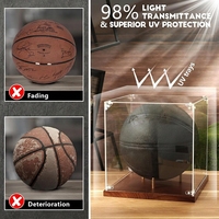 Vitrine en acrylique pour ballon de basket avec base en bois, verre protégé contre les UV de 10 pouces pour ballon signé NBA WNBA, cadeau