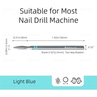 HYTOOS Petite fraise à ongles professionnelle à coupe diamantée, modèle 'Small Flame', en chrome, pour cuticules russes, nettoyage des peaux mortes et préparation des ongles