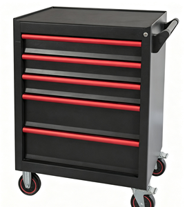Armoire à outils métallique roulante en gros avec 5 tiroirs et poignée à pousser pour <span class=keywords><strong>garage</strong></span>, atelier et rangement de mécanicien - Product Image 1