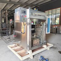 Four à fumage industriel MF-100 100 kg/h pour la transformation du poisson et des saucisses, en acier inoxydable 304