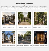 YOUFINE Puerta Doble de Hierro Forjado Negro Ornamental Personalizada para Villa de Lujo, Propiedad Residencial, Decorativa