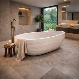 Moderna <span class=keywords><strong>Bañera</strong></span> Portátil Plegable Independiente <span class=keywords><strong>con</strong></span> Superficie <span class=keywords><strong>de</strong></span> Piedra Sólida y Desagüe <span class=keywords><strong>de</strong></span> Mármol Natural para Villas y Bebés - Product Image 1