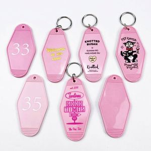 Hotel <b>Keychain</b> Blanks <b>Custom</b> Plastic pink Color Acrylic Hotel Key Chain Print Own Logo Design Home Motel Hotel <b>Keychain</b> - Product Image 1