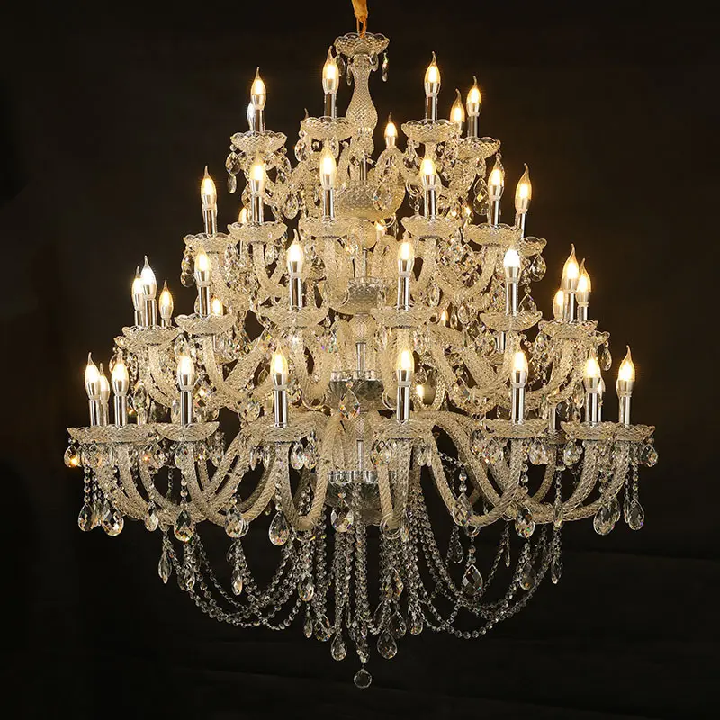 Personnalisé villa grand verre de murano led suspension lumières maria theresa haute cristal luxe moderne lustre plafonnier