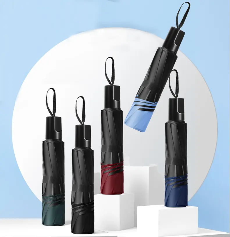 Ombrelli in tinta unita con LOGO personalizzato di lusso 3 ombrelli anti-uv di pioggia pieghevoli per le donne estate chiaro ombrello promozionale