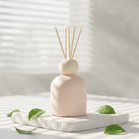 Bouteille diffuseur de parfum à roseaux en verre plat de luxe 165 ml (16 oz) avec connecteurs 50z, sérigraphiée, sans flamme, en aluminium et plastique PP