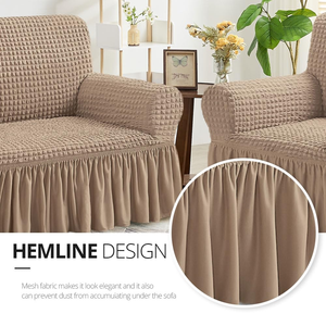 Light-Luxury Fabric <b>Sofa</b> Cover Full-Wrap Bubble-Gauze Solid Color All-Season Universal Global <b>Sofa</b> <b>Slipcover</b> - Product Image 4