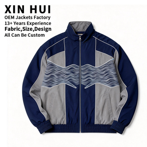 Chaqueta Deportiva Vintage XINHUI Personalizada para Hombre, Estilo Urbano, con Bordado y Parches, de Cuero PU Delgado para Invierno - Product Image 1