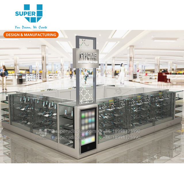 Mobile Phone Sales Counter New Design Shopping Mall Kiosk for Mobile Phone Accessories Store Display