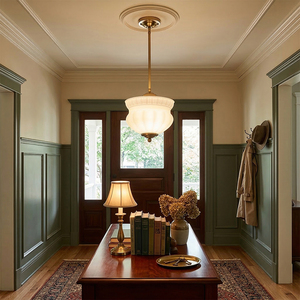 Suspension moderne en laiton, lampe nordique pour îlot de cuisine et entrée, luminaire design Marlo en verre côtelé - Product Image 3