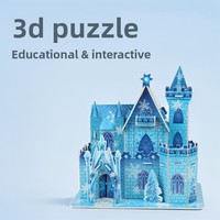 Rompecabezas 3D, Juguete para Niños y Padres, Construcción de Castillo, Serie de Cuatro Cuadrados Pequeños, Modelo de Papel Educativo Hecho a Mano, Regalo para Armar