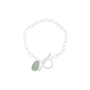 De gros juif jade-Bracelet arc-en-ciel en argent sterling 925 pour femme, bijoux à maillons, en jade, boucle en forme de lettre