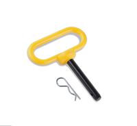 Pin Pengunci Pengaman Hitch dengan Gagang Kuning, Diameter 1/2 Inci, Baja, Kepala Datar Berbahu, Pegas Pengunci untuk Traktor