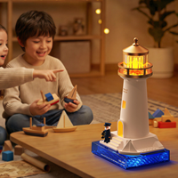 Lampe de chevet multifonctionnelle pour chambre d'enfant, décoration phare, veilleuse LED 3D portable, télécommande, à brancher, intensité réglable, blanc chaud