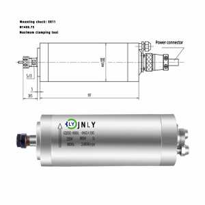 CNC LY Hoch geschwindigkeit spindel motor 80mm 2,2 kW 24000 U/min 220Hz 8A ER20 Holz bearbeitung Broche Husillo CNC Wasser kühlung spindel motor - Product Image 4