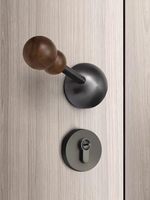 Poignée de porte intérieure à double boule en bois, serrure de confidentialité silencieuse à clé en alliage zingué pour chambre à coucher