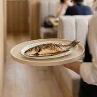 Assiette ronde ovale en porcelaine de 12 pouces pour restaurants, avec logo personnalisé, vaisselle et couverts
