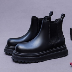 Bottes Chelsea pour hommes, mi-mollet, à semelle épaisse, à enfiler, rehaussantes, en daim, décontractées, pour l'hiver, le bureau et la carrière - Product Image 5