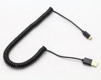 Câble d'extension de chargeur USB de type A à C en spirale enroulée à ressort rapide pour voiture
