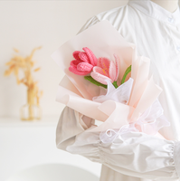 Bouquet de fleurs de pivoine artificielles en mousse décorative, faites à la main au crochet, dans un vase, pour la maison, la remise des diplômes, la fête des pères