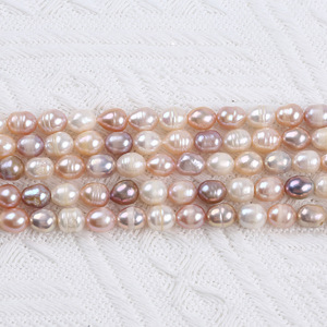 Perlas de Agua Dulce Naturales de Zhuji, 7-8 mm, Blancas, Moradas en Polvo, Mezcladas, en Hilo, para Bisutería, Materiales de Color - Product Image 4