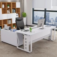 Scrivania Direzionale Economica in MDF, Moderna Scrivania per Ufficio, Tavolo per Riunioni e Reception, Tavolo da Lavoro per Capo