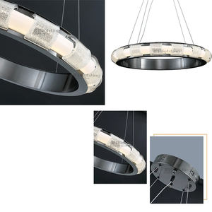 철 유리 LED 샹들리에 포스트모던 거실 식당 빌라 장식 G9 전구 LED 라운드 펜던트 조명 - Product Image 1